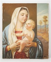 Unframed Painting of Madonna and Child