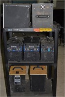 ROLLING CART WITH 3 T-3 BATTERY CHARGERS AND 5