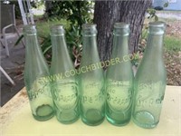 5 embossed TEXAS Dr Pepper 10-2-4 soda bottles