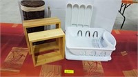Wicker holder for toiletpaper, wood box shelves,