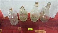 Vintage glass jugs with lids, 2 measure 13"h and
