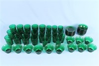 57 Pcs Green Oatmeal or Sandwich Glass