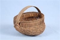 19th C. Miniature Semi Buttocks Split Oak Basket