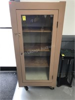 Glass Front Cabinet on wheels - 54” tall