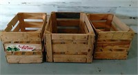 3 Wood Crates Fruit Boxes