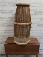 WOOD BIRD CAGE - 37" x 19" - NEEDS A FEW SPINDLES