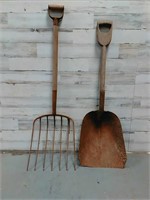 Vintage Grain Shovel and Pitchfork