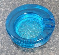 Ashtray - Mid-century Blue Glass Ashtray 6"