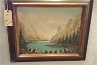 J. MEYER oil painting - landscape mountains river
