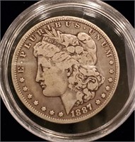 1887 New Orleans mint Morgan silver dollar VF