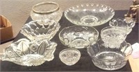 9 beautiful old antique crystal bowls