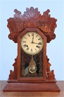 Antique Ingraham Mantle Clock w/ Key & Pendulum