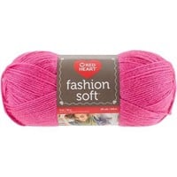 (5) Red Heart Fashion Soft BRIGHT PINK Yarn, 5oz