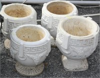 4 concrete urns, 3 identical, 1 similar, approx.