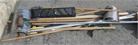 asstd lot of long handled tools to include,