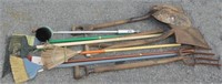 asstd. lot of tools to include, brooms, flat