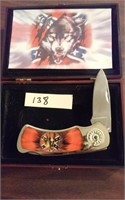 Dixie wolf pocket knife in case