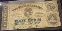 Old Confederate State of Alabama currency 1863