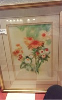 Framed signed NECHIS floral print