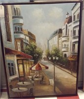 Large oil painting street scene