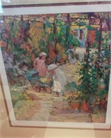 Lg painting children / doll buggy Under the Vine