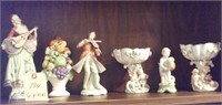 6 figurines musicians, fruit, cherub, more