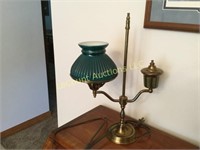 vintage brass  lamp green glass shade