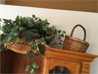 basket & metal planter with greenery life like
