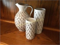 3 matching  Italian  vase pitcher decor