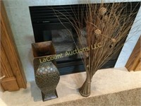 large metal decor vase and dried decor