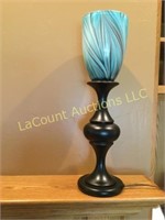 Large 25.5" single lamp blue swirl glass
