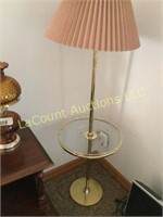 lamp table pleated shade glass table