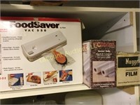 food saver vac, refills and roll film wrap