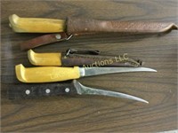 assorted knives and cases fish cleaning