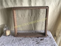 Antique wooden frame seed sorting screen