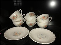 6 Gorgeous Antique Milk Glass Tea Cups / 2 Saucers