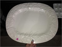 Lg. Beautiful White Ceramic Serving Turkey Platter