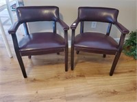 LEATHER ARM CHAIRS, X2