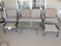 6-PC OUTDOOR PATIO SET: LOVE SEAT, 2 CHAIRS,