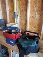 GROUP LOT: TOOL BAGS, CLAMPS, MISC.