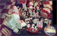 Large lot of santa claus decorations