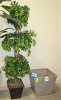 Lot (1) Artificial Oriental Ficus w/Planter,