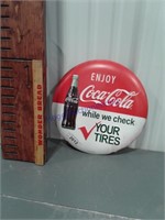 Enjoy Coca-Cola round tin sign, 12" across