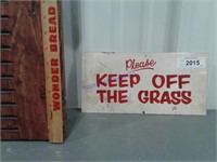 Keep off the Grass tin sign, 12 x 6
