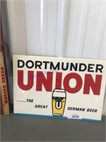 Dortmunder Union beer tin sign, 16.5 x 11.5