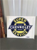 Chevrolet Super Service porcelain enamel sign,