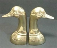 Brass Duck Heads Bookends