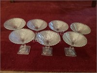 7 Crystal  Pedestal Cocktail/Candy Dishes