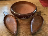 Maba  Mahogany Wood Nut Bowl with Olive Trays