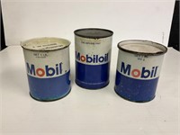 2X MOBIL 1 LB TINS AND 1 MOBILOIL 1 IMPERIAL